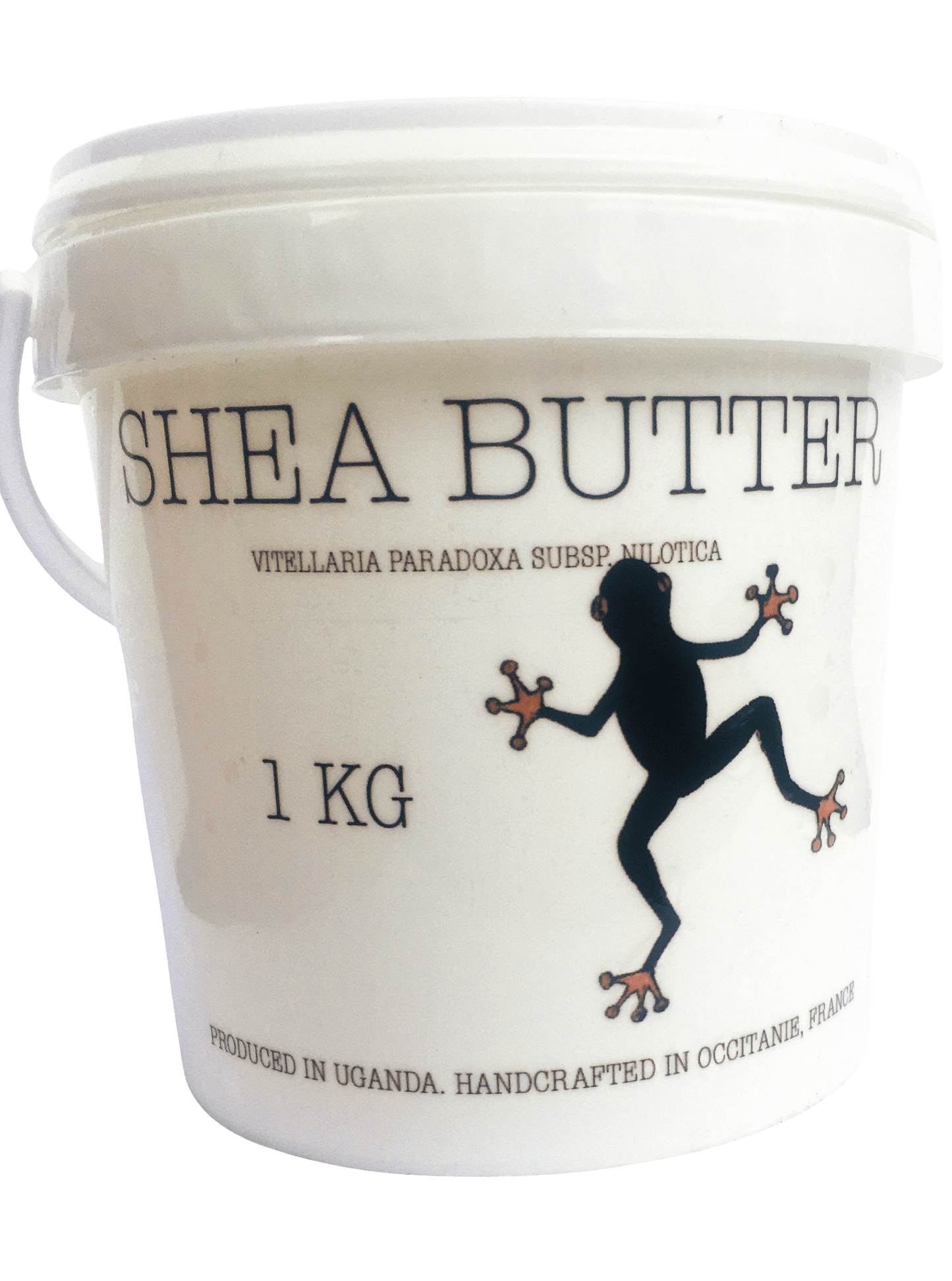 Rainforestcosme raw Nilotica shea butter. 1Kg bucket. An easy to formulate shea butter for moisturizing face, body, beard, and hair.